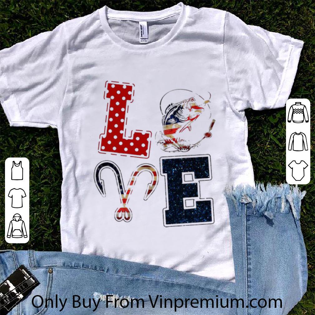 Great Love Fishing Hook American Flag shirt