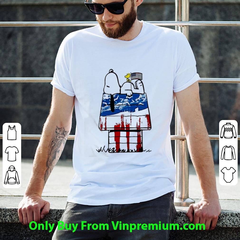 Official Snoopy Woodstock House American Flag Independence Day shirt
