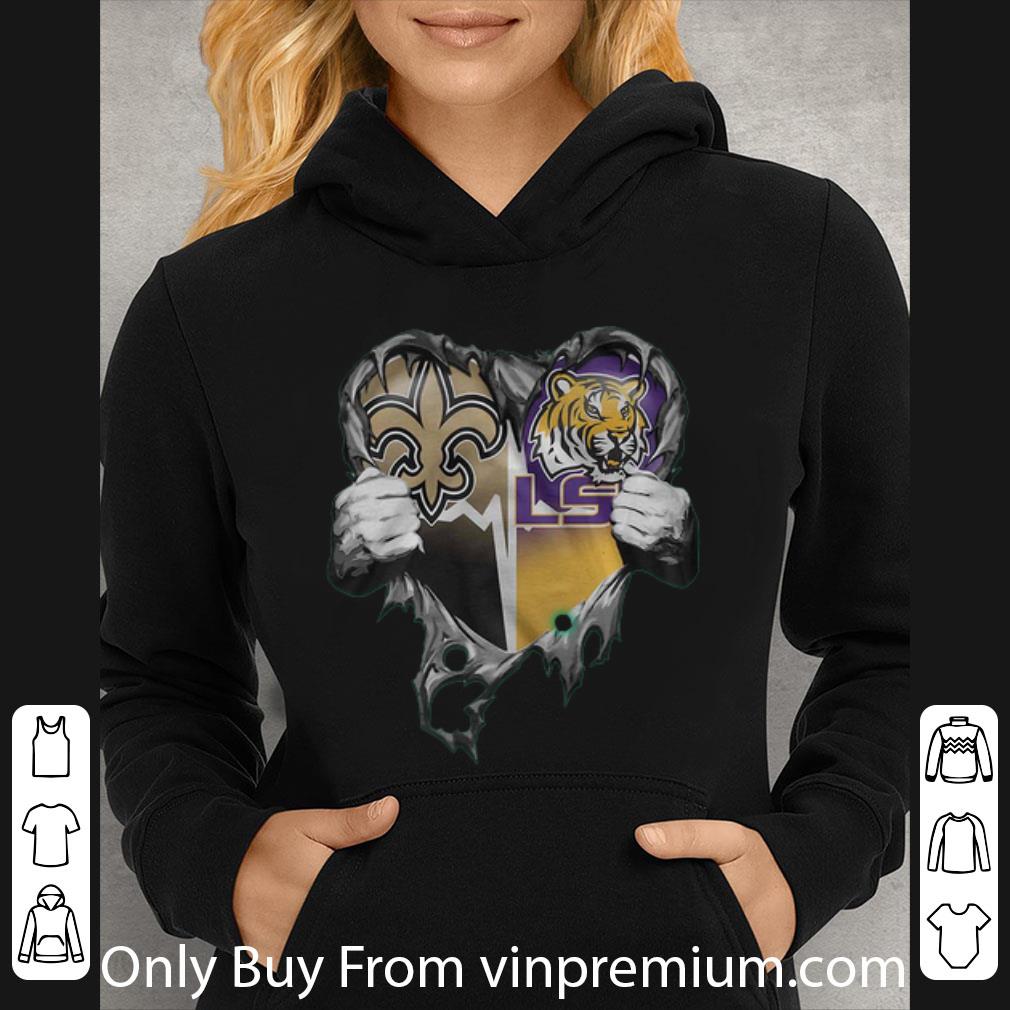 870cedea original new orleans saints and lsu tigers blood inside me heart shirt 4 - Original New Orleans Saints And LSU Tigers Blood Inside Me Heart shirt