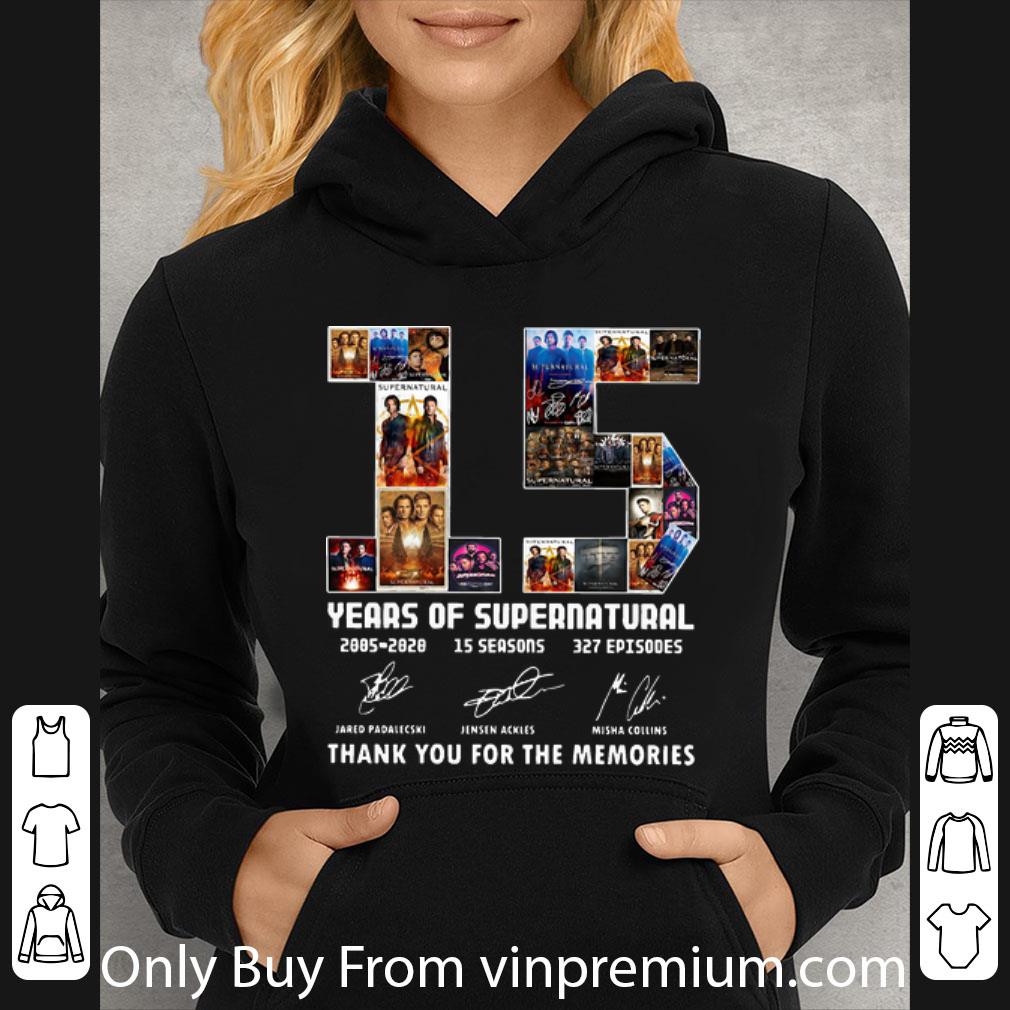 acf75c5a premium 15 years of supernatural thank you for the memories signatures shirt 4 - Premium 15 Years Of Supernatural Thank You For The Memories Signatures shirt