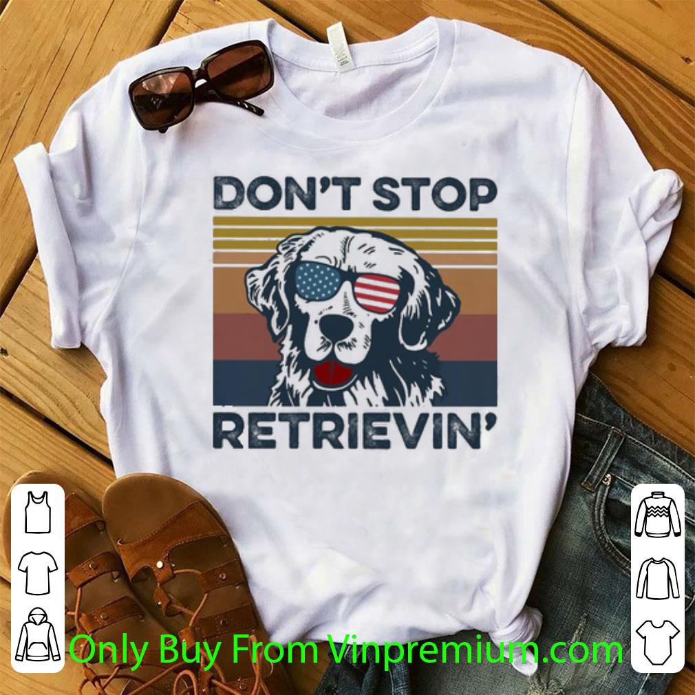 Awesome Vintage Golden Retriever Don’t Stop Retrievin American Flag shirt
