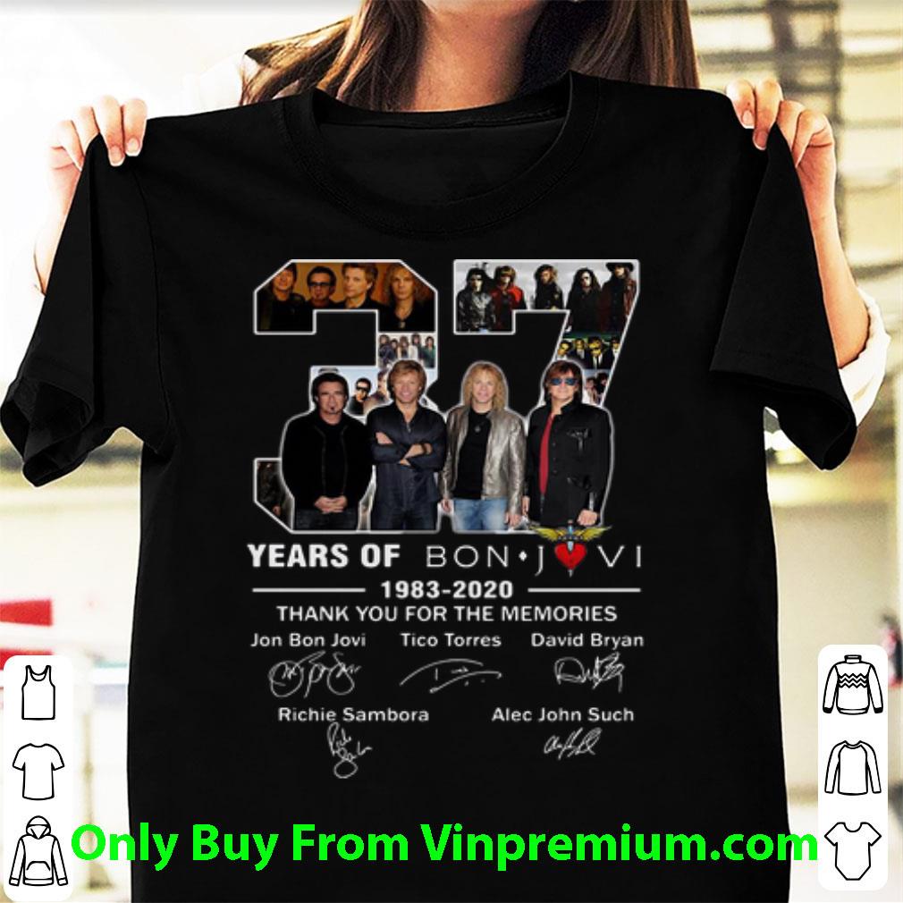 Pretty 37 Years Of Bon Jovi Thank You For The Memories Signatures shirt