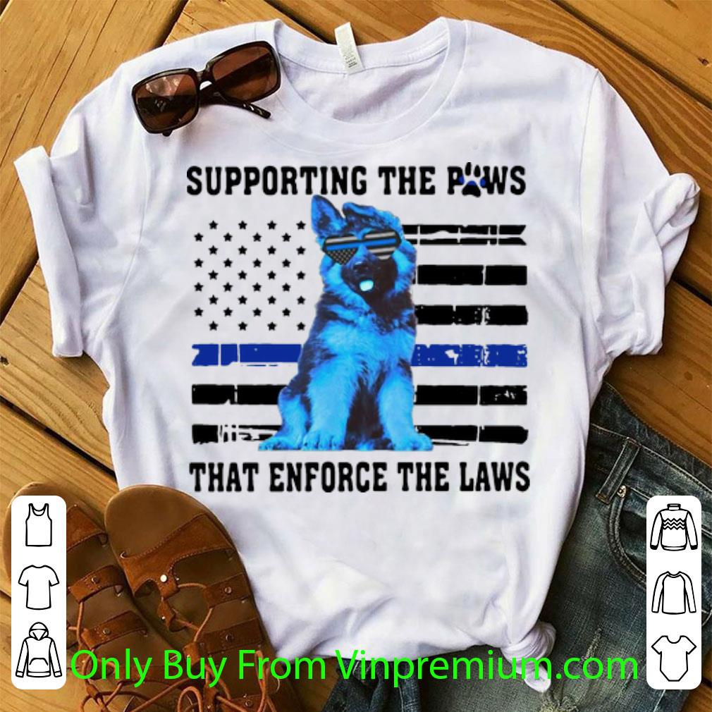 Official Supporting The Paws That Enforce The Laws American Flag shirt