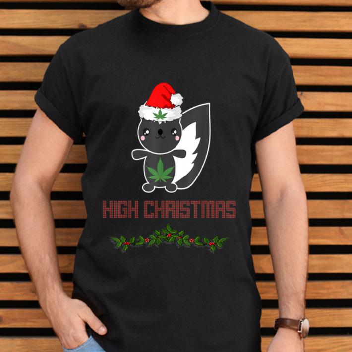 Weed Skunk Ganja Christmas Leaf Cannabis High Gift Shirt