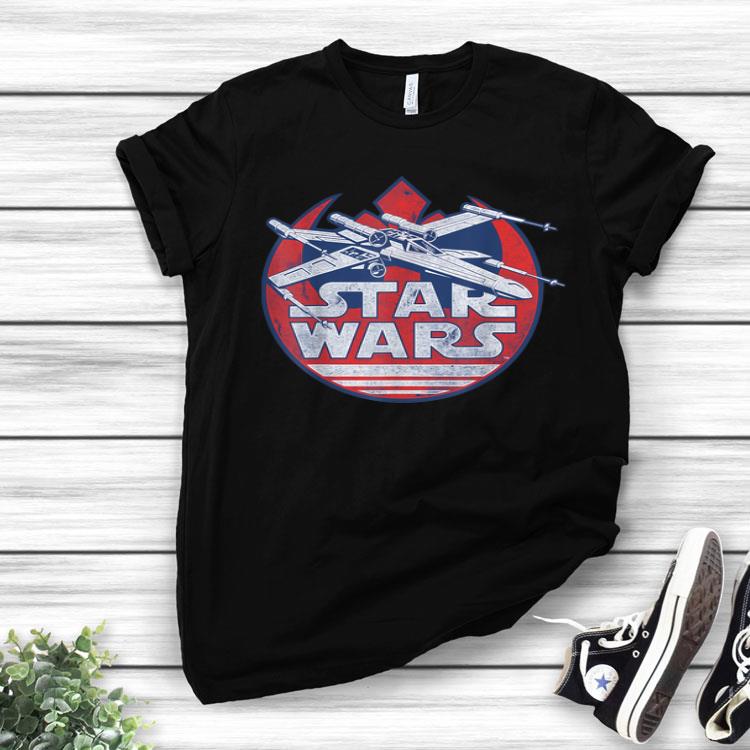 Star Wars X-Wing Fighter Portrait Rebellion Logo Background Shirt