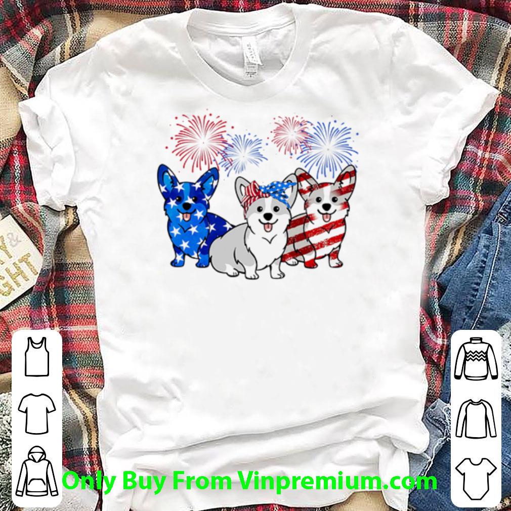 Original Firework Corgi Red Blue White American Flag Independence Day shirt