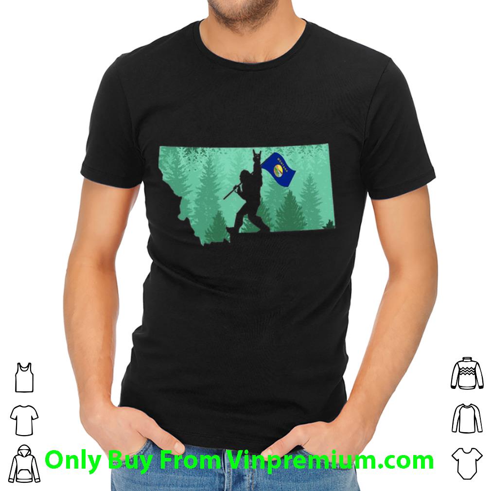 Nice Bigfoot Forrest Montana Map Flag shirt