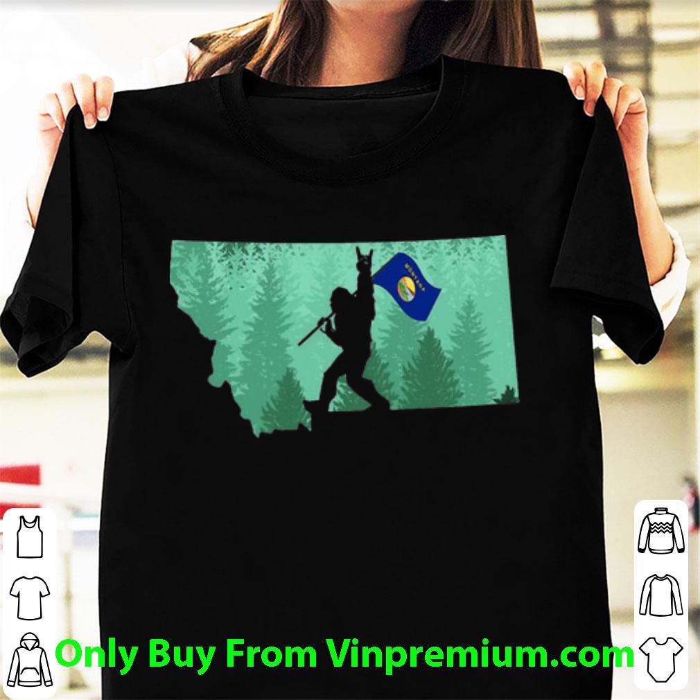 Nice Bigfoot Forrest Montana Map Flag shirt