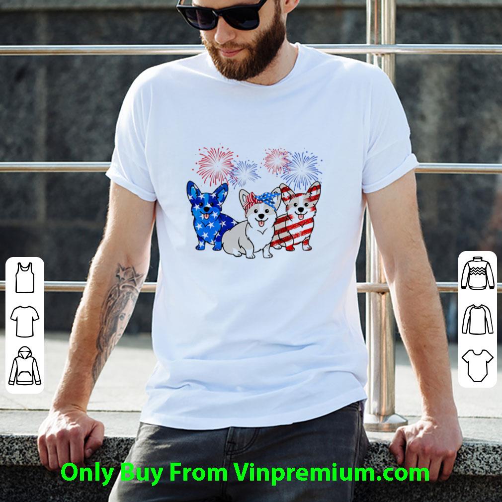 Original Firework Corgi Red Blue White American Flag Independence Day shirt