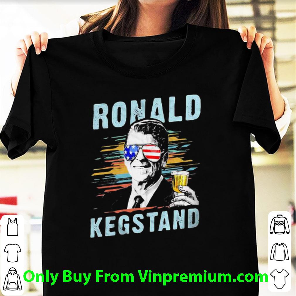 Pretty Ronald Kegstand Drink American Flag Independence Day shirt