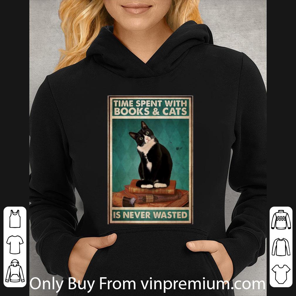 eb1b0035 hot black cat time spent with books and cats is never wasted shirt 4 - Hot Black Cat Time Spent With Books And Cats Is Never Wasted shirt
