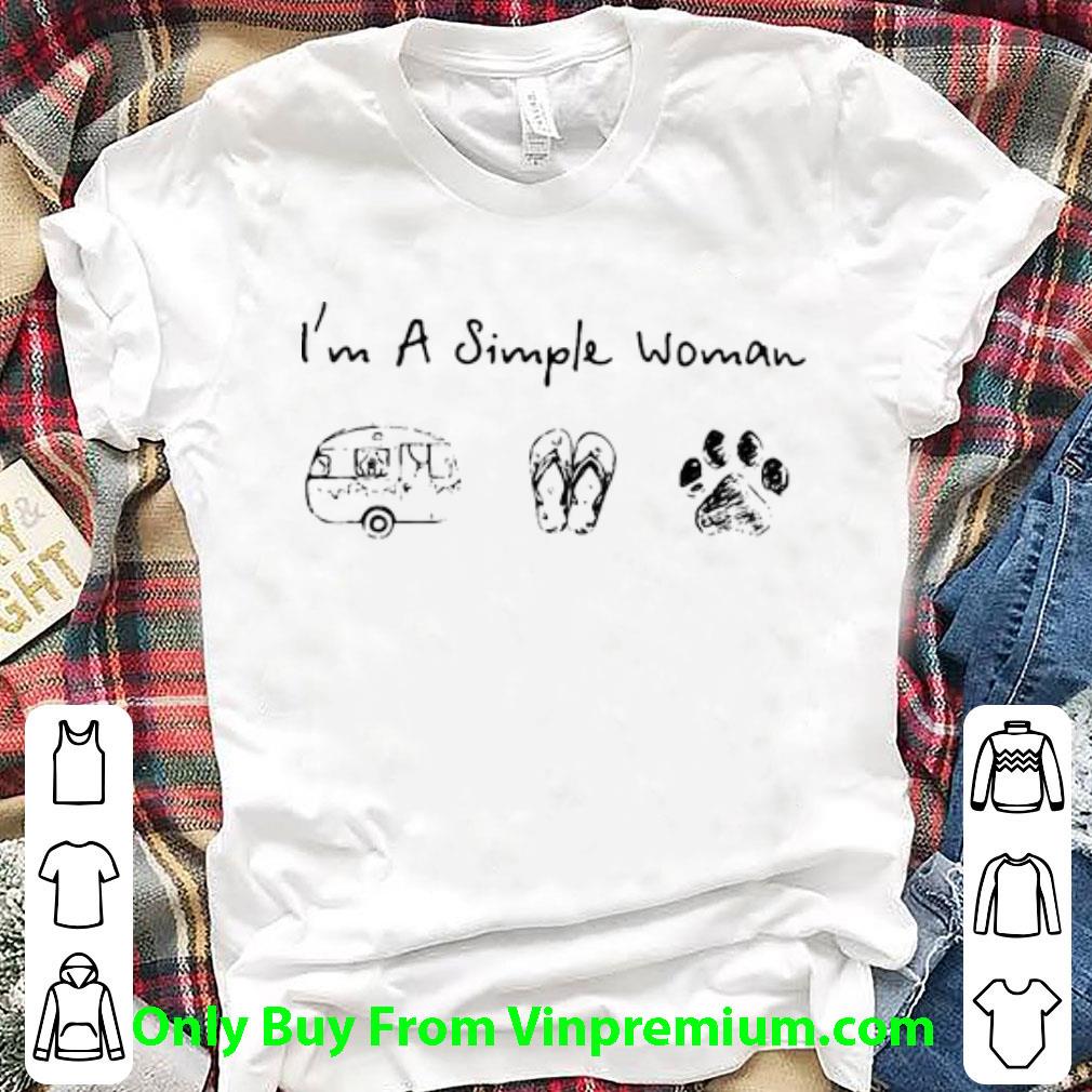 Original I’m A Simple Woman Camping Flip Flop And Dog shirt