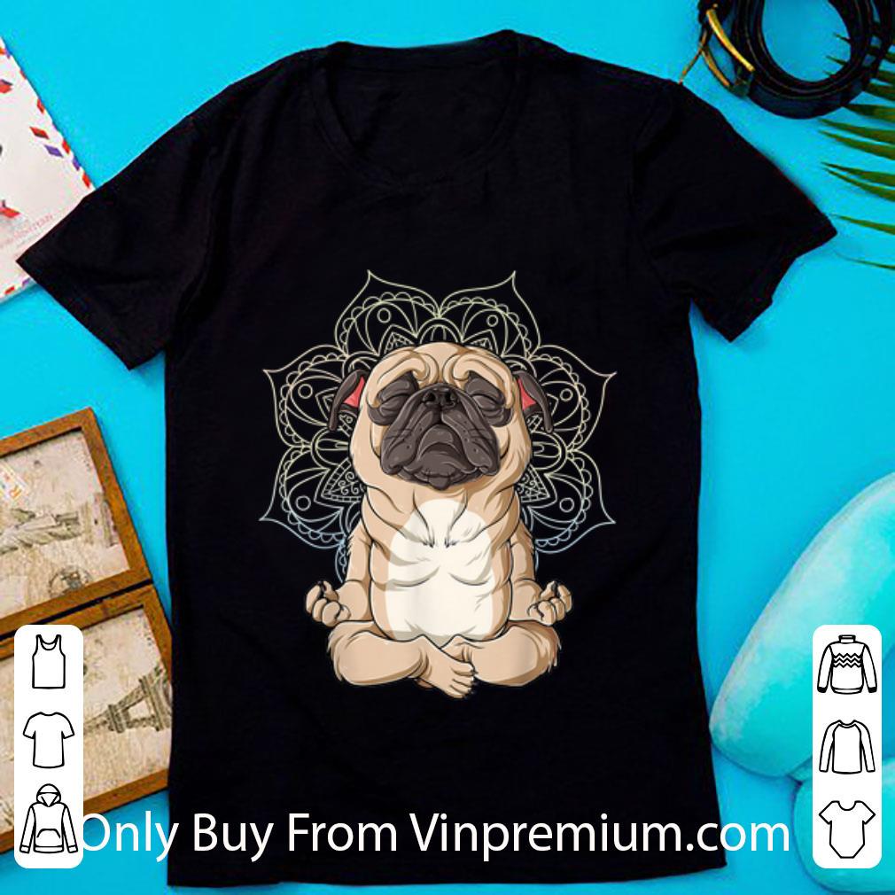 Pretty Pug Mops Dog Meditation Yoga Namaste Mandala shirt