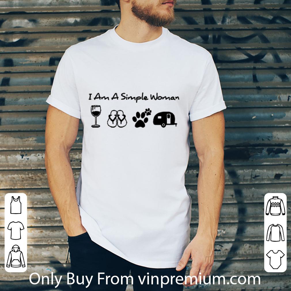 Official I Am A Simple Woman I Like Wine Flip Flop Dog Paw And Camping shirt