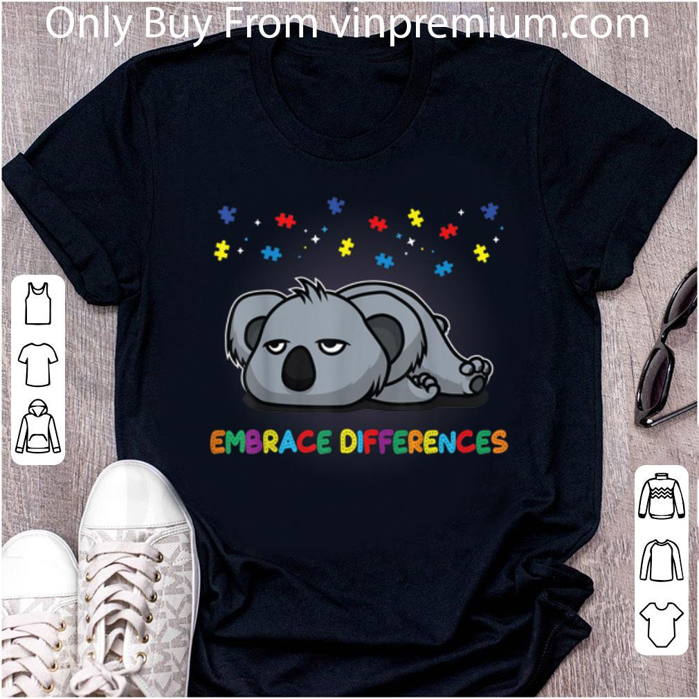 Top Embrace Differences Sassy Koala Autism Awareness shirt