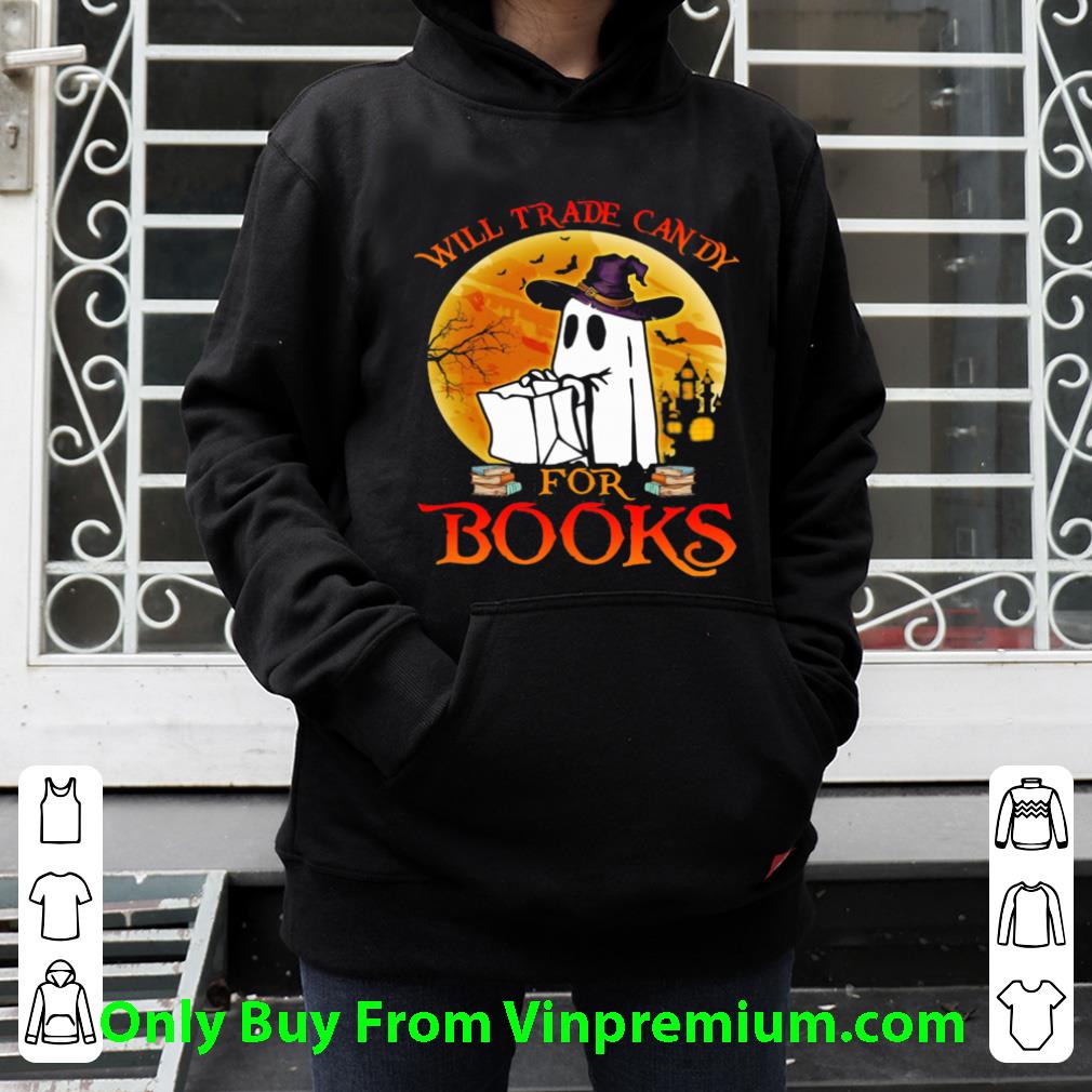 9286ec73 top halloween boos will trade candy for books moon shirt 4 - Top Halloween Boos Will Trade Candy For Books Moon shirt