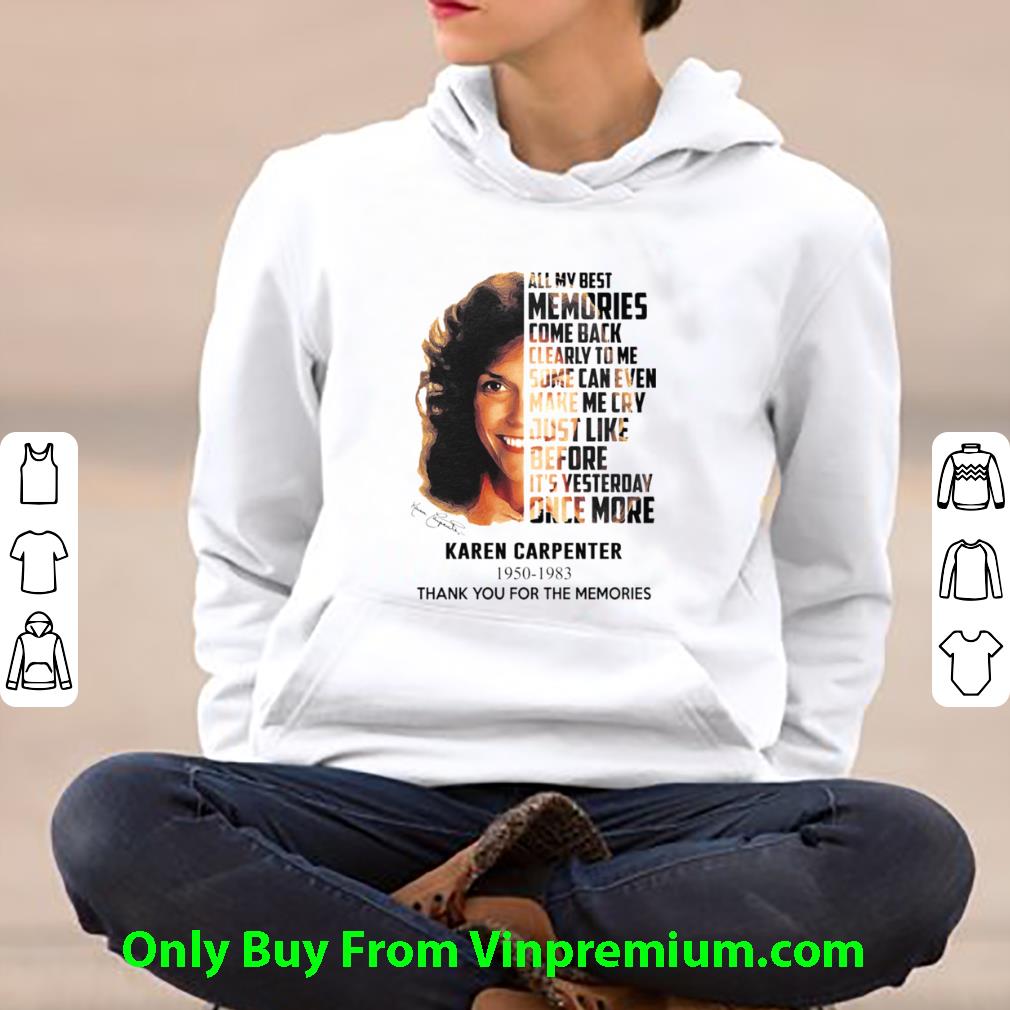 2ba83e5d nice karen carpenter 1950 1983 thank you for the memories signature shirt 4 - Nice Karen Carpenter 1950 1983 Thank You For The Memories Signature shirt