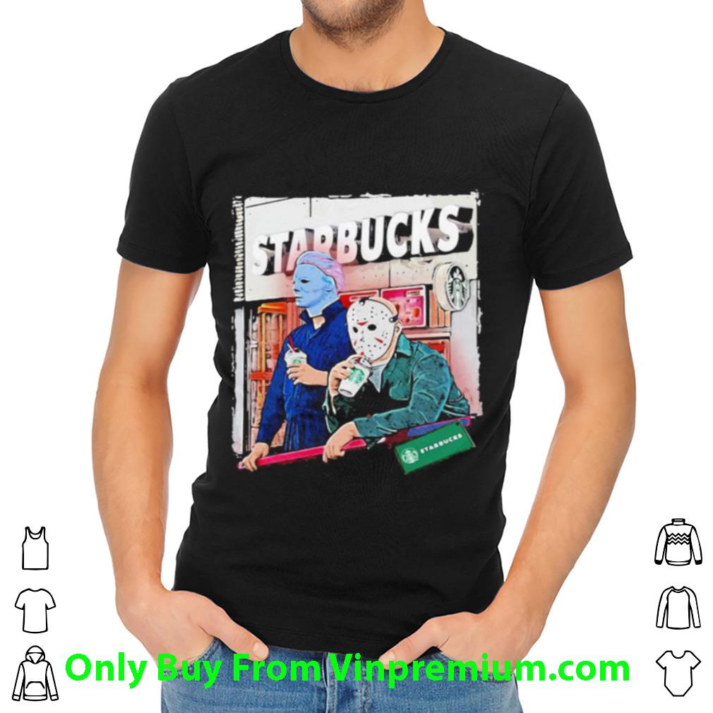 Nice Halloween Jason Voorhees Michael Myers Starbucks shirt