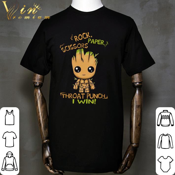 Baby Groot rock paper scissors throat punch I win shirt