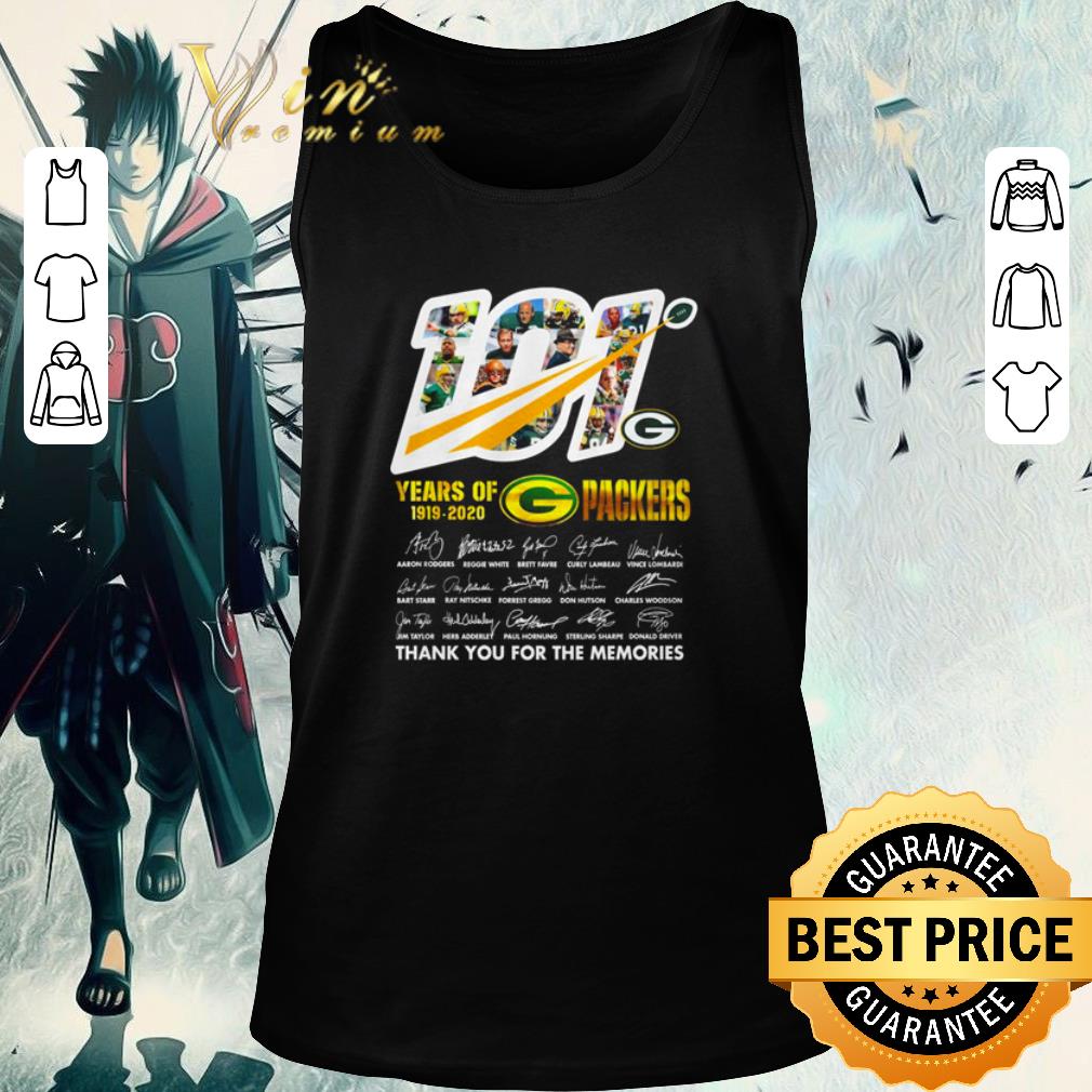 Awesome 100 years of Green Bay Packers 1919 2020 thank you for the memories shirt