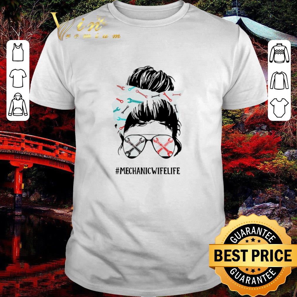 Premium Girl wearing glasses and bandana crazy Mechanic’s #mechanicwifelife shirt