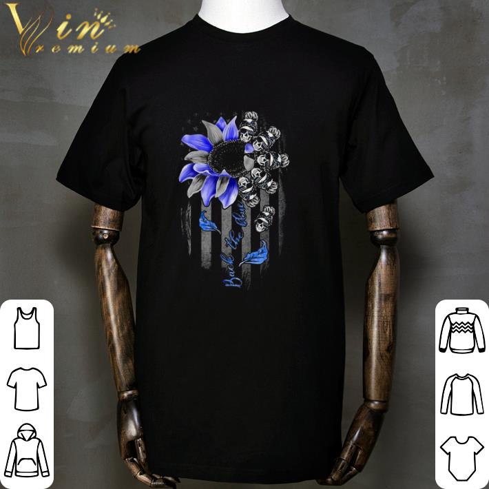 Back The Blue Sunflower Skull Girl American Flag shirt