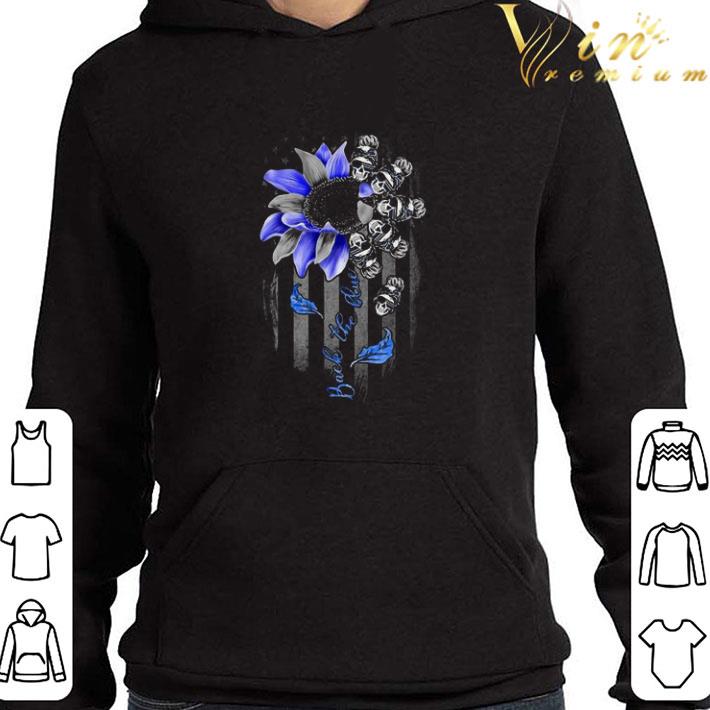 8f652a50 back the blue sunflower skull girl american flag shirt 4 - Back The Blue Sunflower Skull Girl American Flag shirt