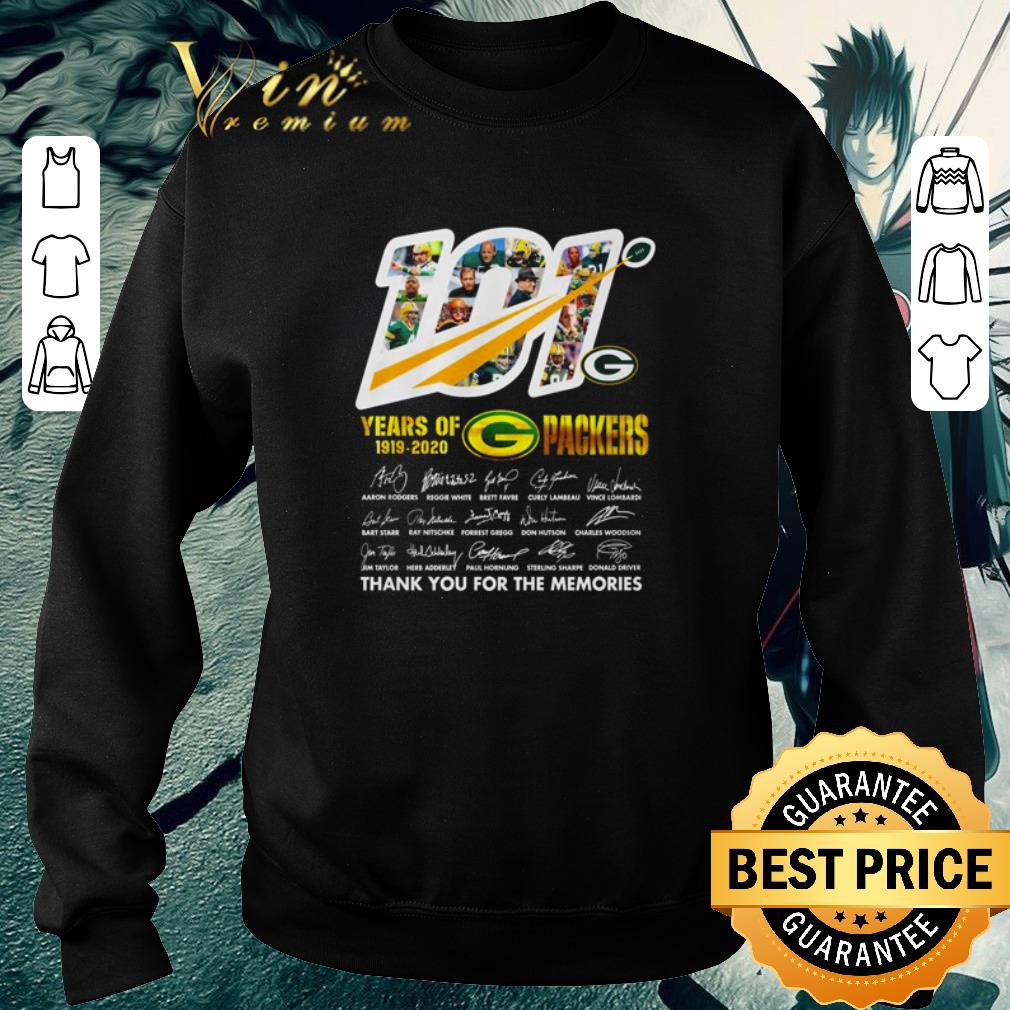 e4128a90 awesome 100 years of green bay packers 1919 2020 thank you for the memories shirt 4 - Awesome 100 years of Green Bay Packers 1919 2020 thank you for the memories shirt