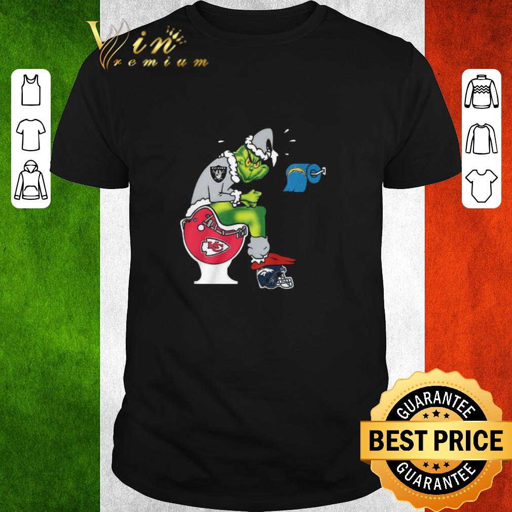 Pretty The Grinch Las Vegas Raiders Shit On Toilet Kansas City Chiefs And Other Teams Christmas Sweater shirt