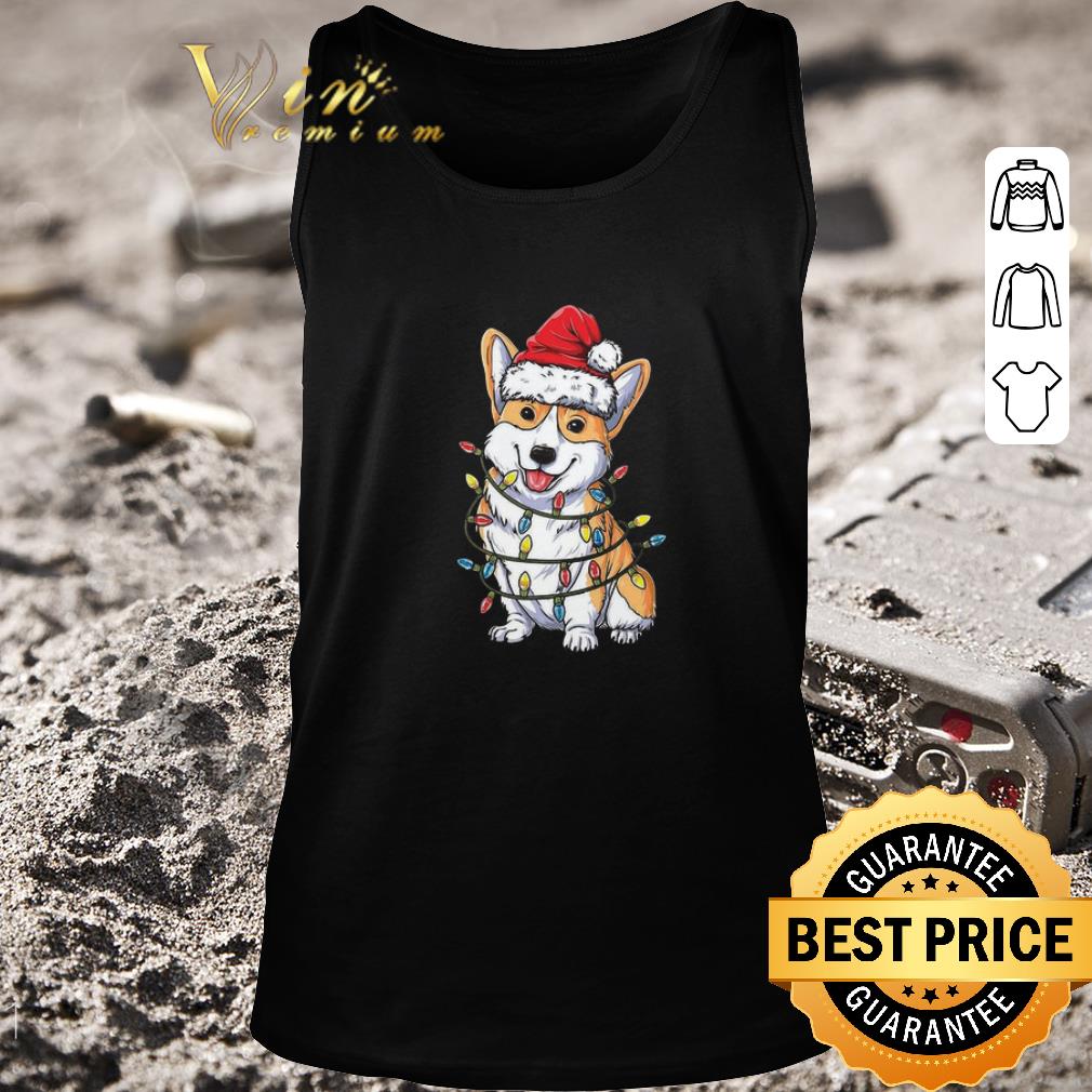 Hot Corgi Santa Hat Christmas Light weater