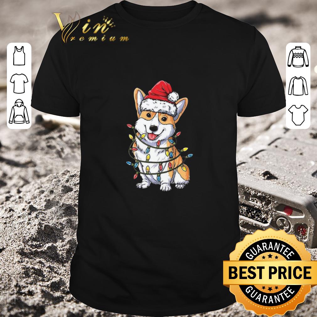 Hot Corgi Santa Hat Christmas Light weater
