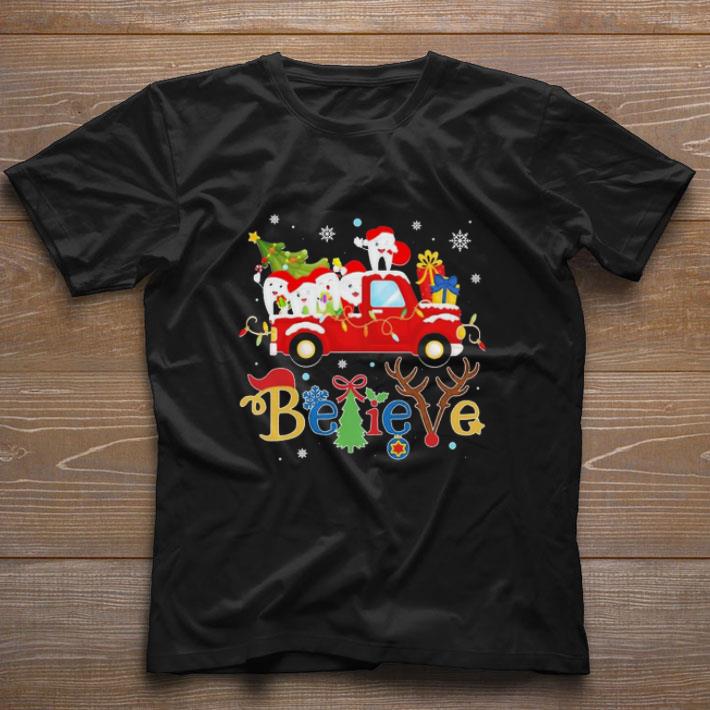 Hot Tooth Truck Santa Believe Christmas sweater