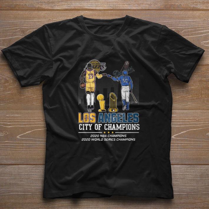 Premium Los Angeles Lakers And Dodgers City Of Champions 2020 NBA Champions 2020 World Series Champions shirt