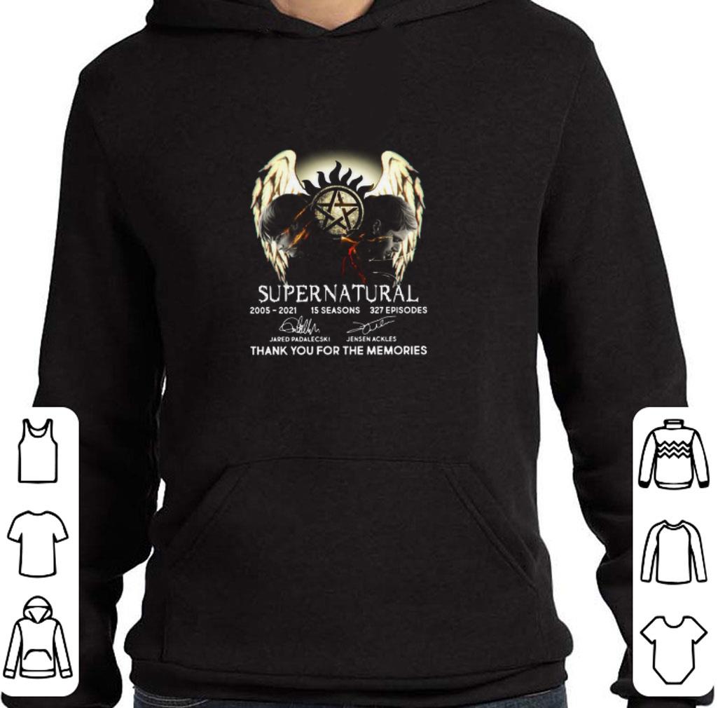 11b1380d hot supernatural 2005 2021 15 seasons 327 episodes thank you for the memories signatures shirt 4 - Hot Supernatural 2005 2021 15 Seasons 327 Episodes Thank You For The Memories Signatures shirt