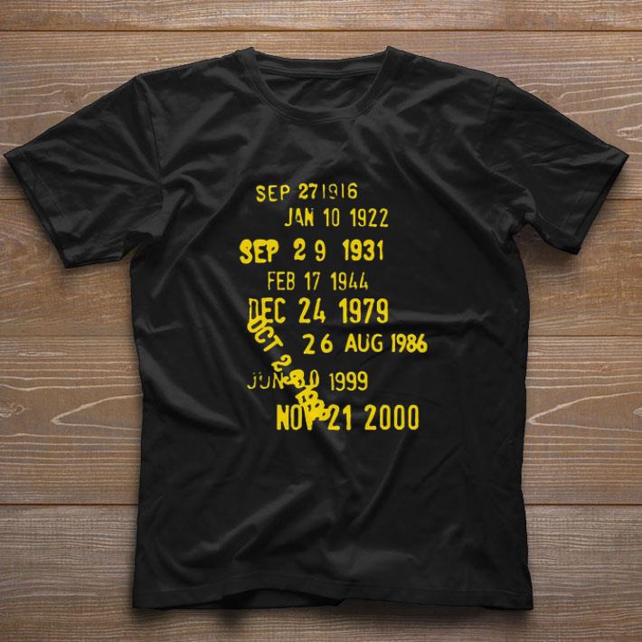 Original Sep 271916 Jan 10 1922 Sep 29 1931 Feb 17 1944 Dec 24 1979 shirt