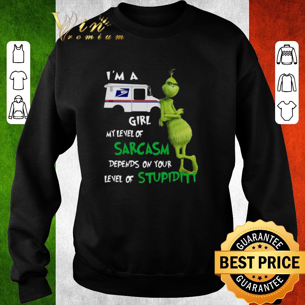 Top Grinch I’m A USPS Girl My Level Of Sarcasm Depends On Your Level Of Stupidity shirt c5411eb3 top grinch i m a usps girl my level of sarcasm depends on your level of stupidity shirt 4 - Top Grinch I’m A USPS Girl My Level Of Sarcasm Depends On Your Level Of Stupidity shirt