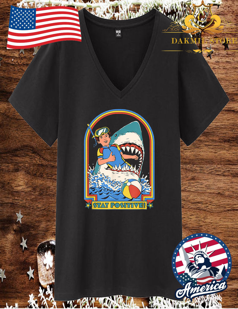 Stay Positive Shark Attack Shark Ocean Funny T-Shirt Trending T-shirt, Trending Today