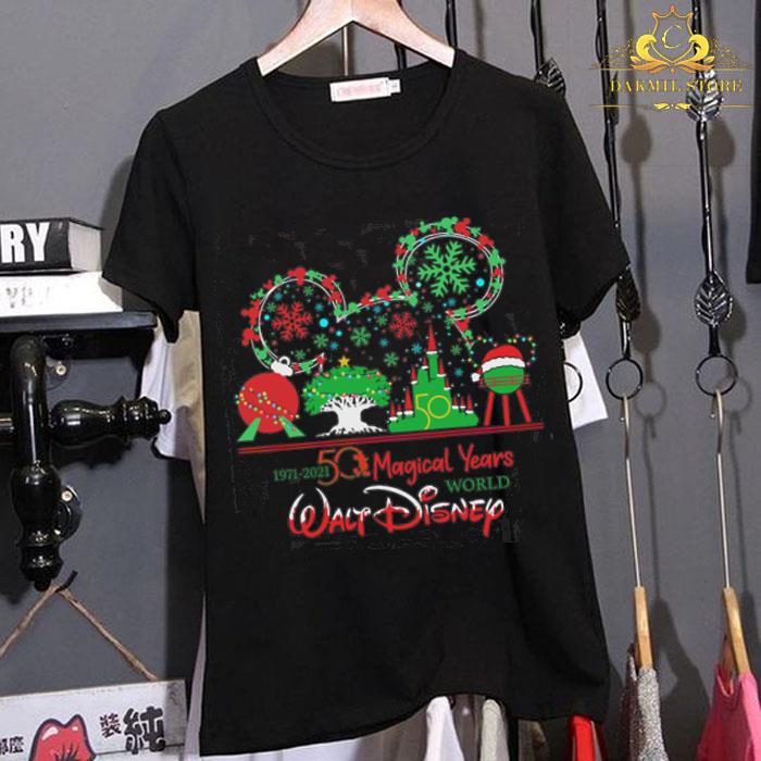 Disney 1971 2021 50 Magical Years World Walt Disney Merry Christmas Shirt 1 - Disney 1971-2021 50 Magical Years World Walt Disney Merry Christmas Shirt