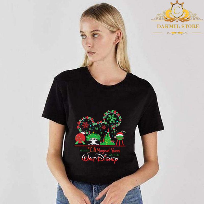 Disney 1971 2021 50 Magical Years World Walt Disney Merry Christmas Shirt 3 - Disney 1971-2021 50 Magical Years World Walt Disney Merry Christmas Shirt