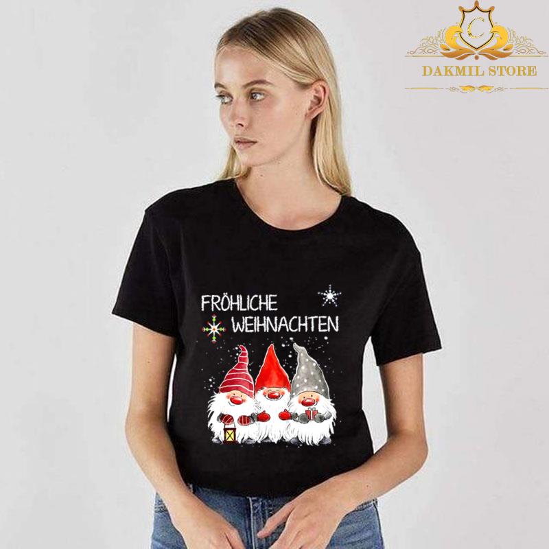 Gnomes Frohliche Weihnachten Christmas Shirt