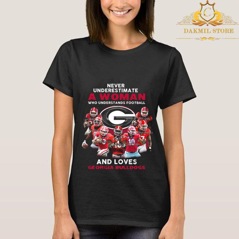 Never Underestimate A Woman Who Understands Football And Love Georgia Bulldogs Signatures Shirt (2) Never Underestimate A Woman Who Understands Football And Love Georgia Bulldogs Signatures Shirt