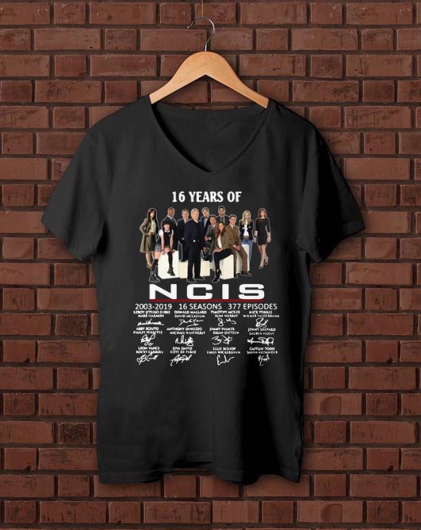 Awesome 16 Years Of NCIS 2003 2019 Signatures shirt 1 - Awesome 16 Years Of NCIS 2003-2019 Signatures shirt