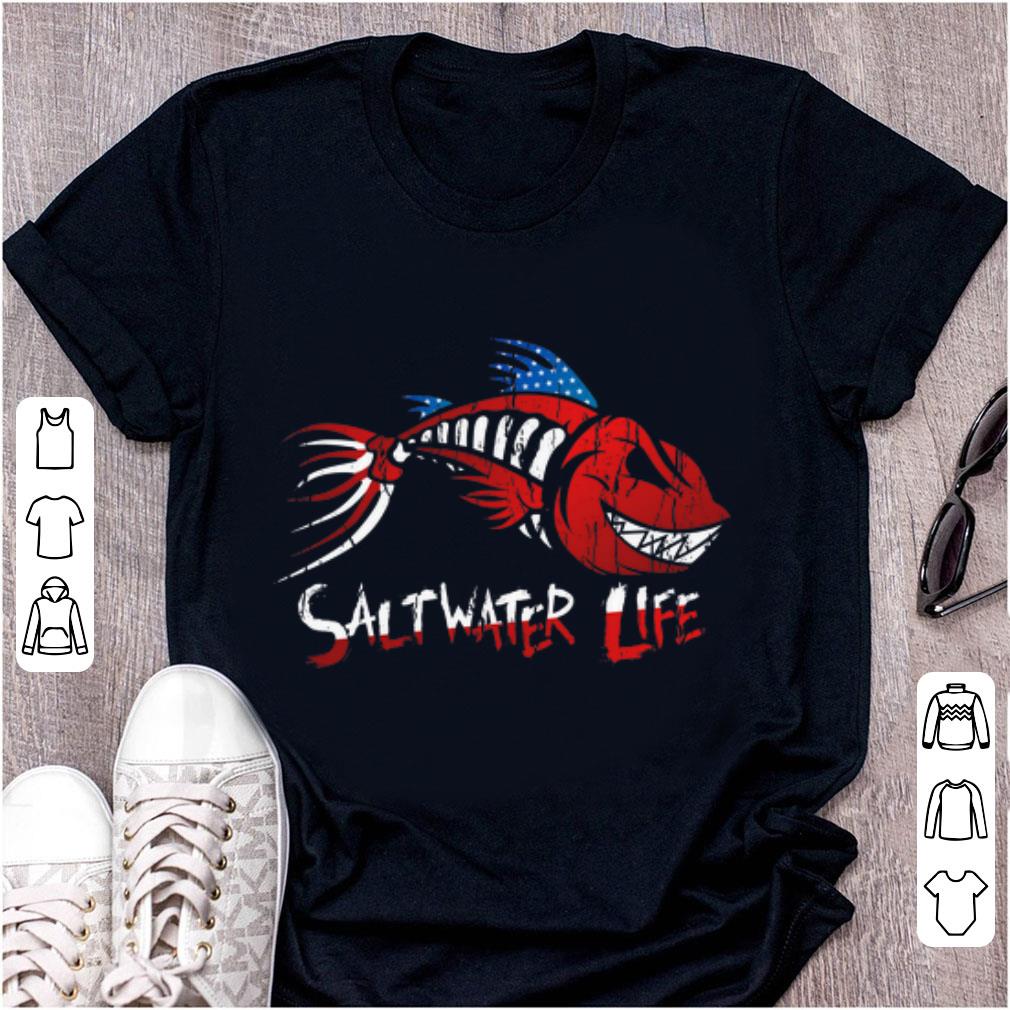 Awesome Saltwater Life fishbone American shirt 1 - Awesome Saltwater Life fishbone American shirt