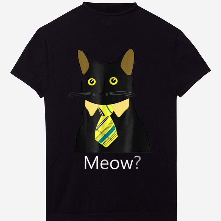 Hot Black Business Cat Kitten with Yellow Tie Meow shirt 1 - Hot Black Business Cat Kitten with Yellow Tie Meow shirt