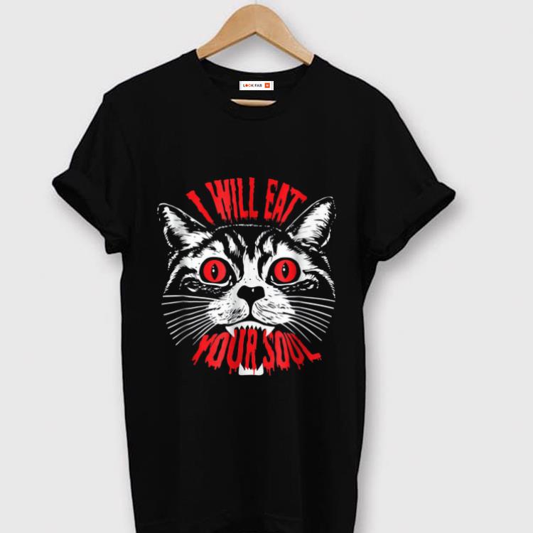 Official I Will Eat Your Soul Satanic Cat Spooky Halloween shirt 1 - Official I Will Eat Your Soul Satanic Cat Spooky Halloween shirt