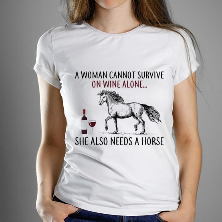 Top A Woman Can t Survive On Wine Alone She Also Needs Horse And Dog shirt 1 - Top A Woman Can't Survive On Wine Alone She Also Needs Horse And Dog shirt