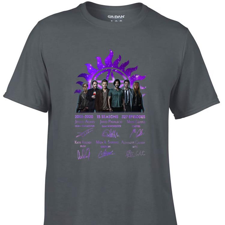Awesome 15 Years Of Supernatural 15 Seasons 327 Episodes Signature shirt 1 - Awesome 15 Years Of Supernatural 15 Seasons 327 Episodes Signature shirt