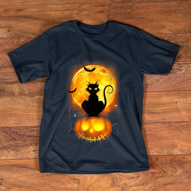 Awesome Black Cat On Pumpkin Halloween Moon Costume shirt 1 1 - Awesome Black Cat On Pumpkin Halloween Moon Costume shirt