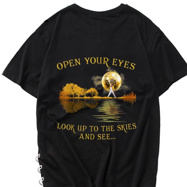 Awesome Freddie Mercury s Open your Eyes Look Up To The Skies And See Guitar lake shirt 1 - Awesome Freddie Mercury's Open your Eyes Look Up To The Skies And See Guitar lake shirt