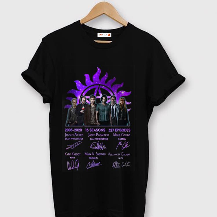 Hot 15 Years Of Supernatural 15 Seasons 327 Episodes Signature shirt 1 - Hot 15 Years Of Supernatural 15 Seasons 327 Episodes Signature shirt